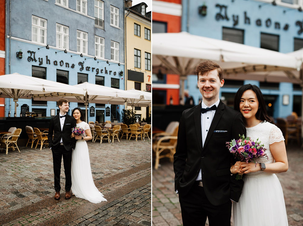 wedding photo shoot at Nyhavn, in Copenhagen, photos by Natalia Cury wedding photographer