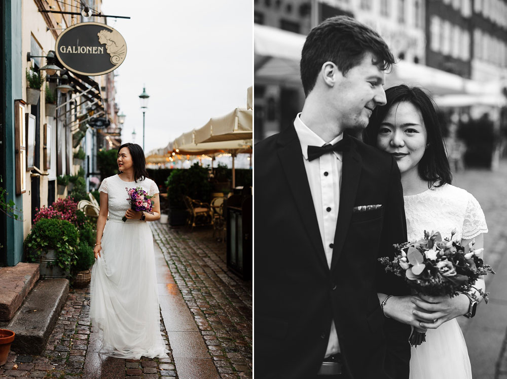 natural wedding photography in Copenhagen, wedding photo session in Nyhavn, Copenhagen