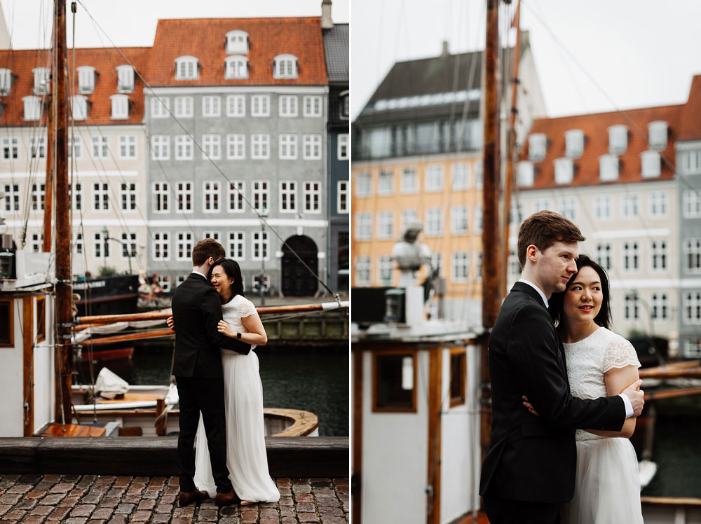 wedding photo shoot at Nyhavn, in Copenhagen, photos by Natalia Cury wedding photographer