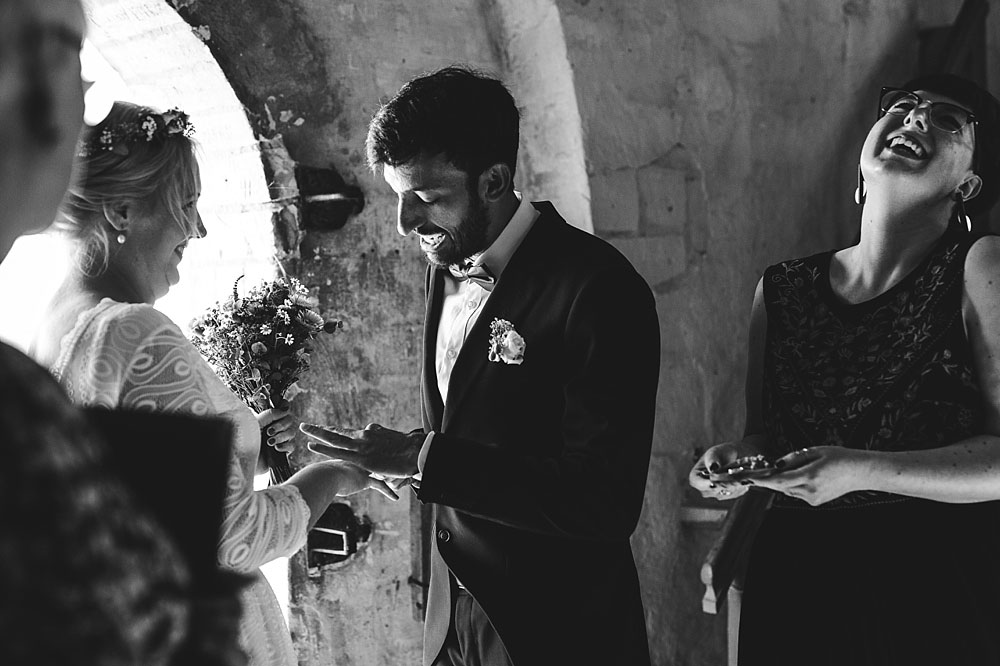 bride and groom getting married in the old church of Stevns, in Stevns Klint, Denmark