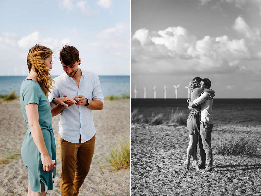 secret proposal photo shoot at the beach in Copenhagen