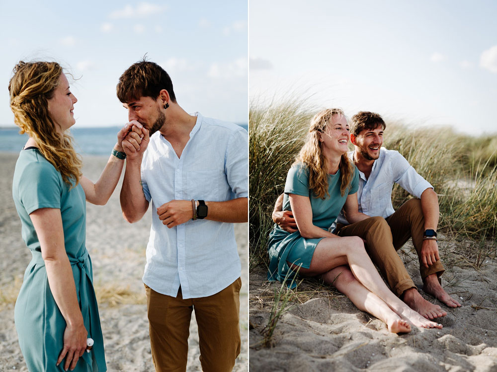 engagement photo session at Amager Strand in Copenhagen