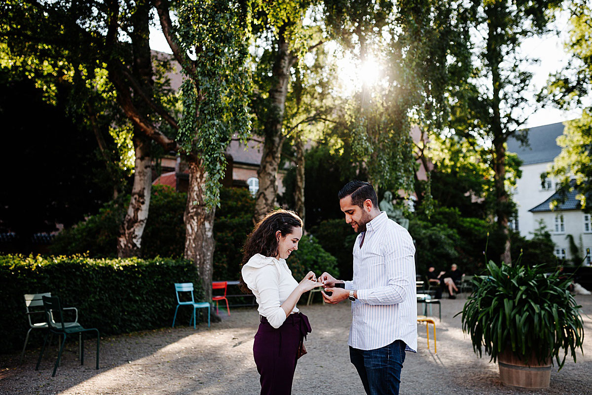 secret proposal photoshoot at the Royal Library garden in Copenhagen