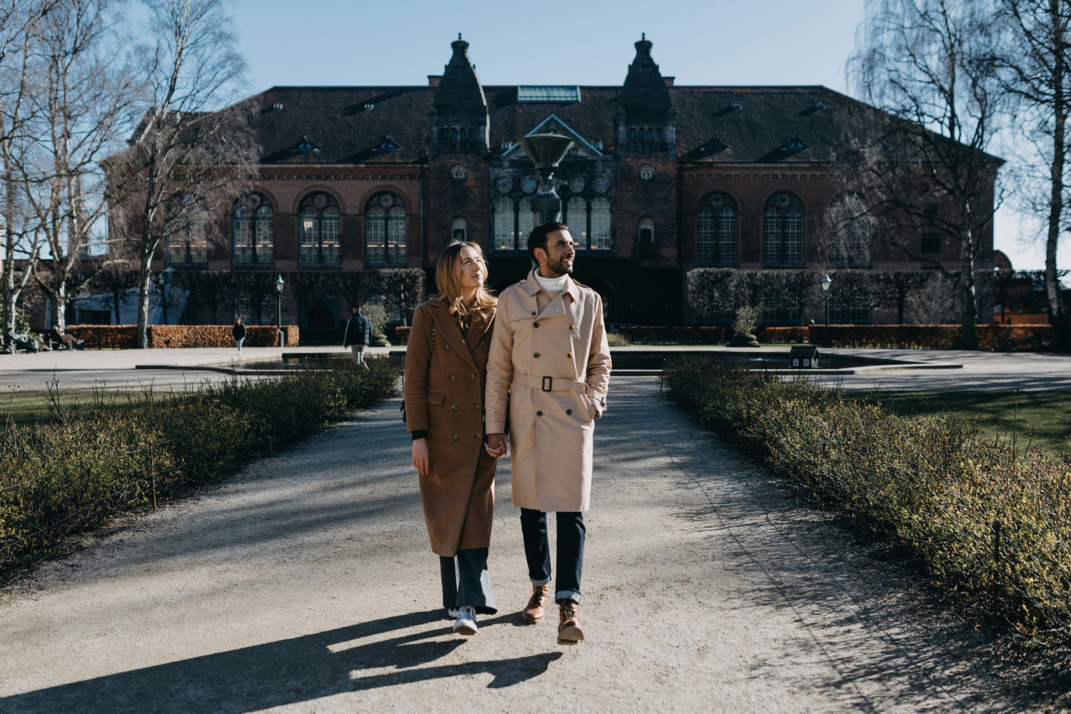 engagement photoshoot at the Royal Library Garden in Copenhagen