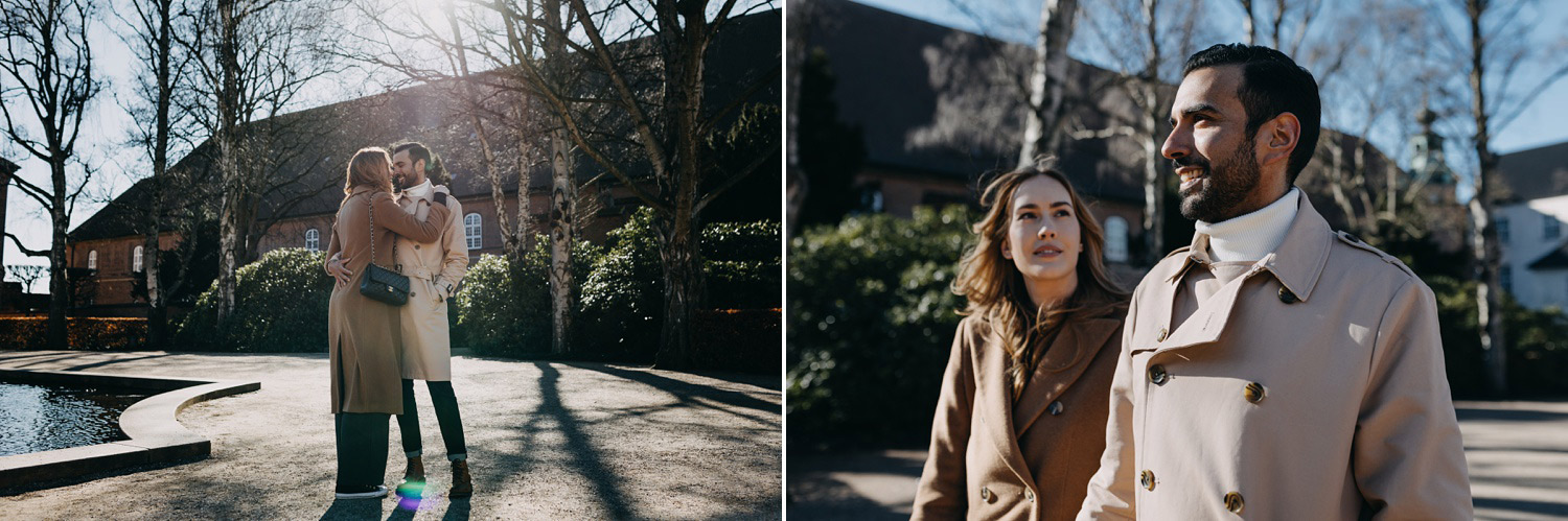 engagement photoshoot at the Royal Library Garden in Copenhagen