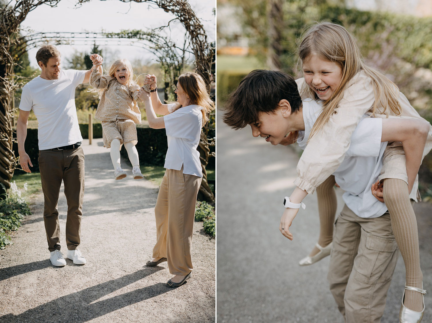 Family photo shoot in Copenhagen: A family enjoying a sunny day in Frederiksberg Have