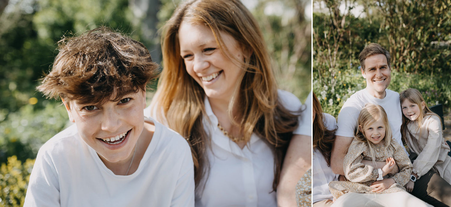 Family portrait in Copenhagen: A happy mother posing with her son in a park in Copenhagen