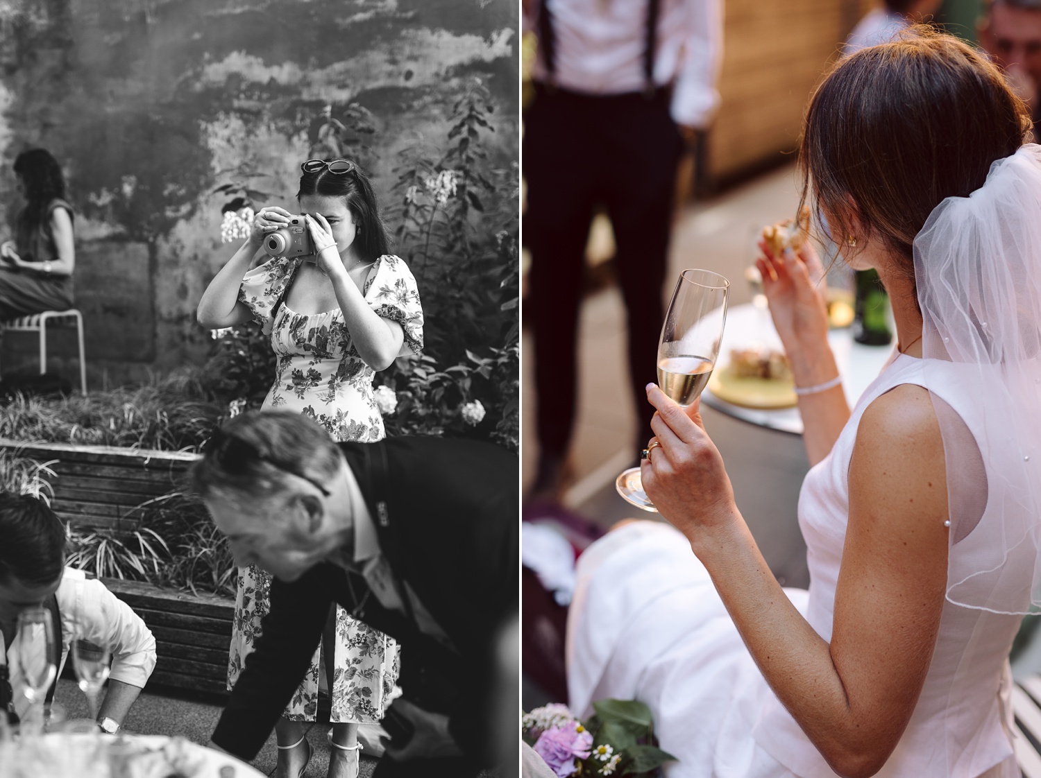 Intimate wedding reception at a Copenhagen café backyard